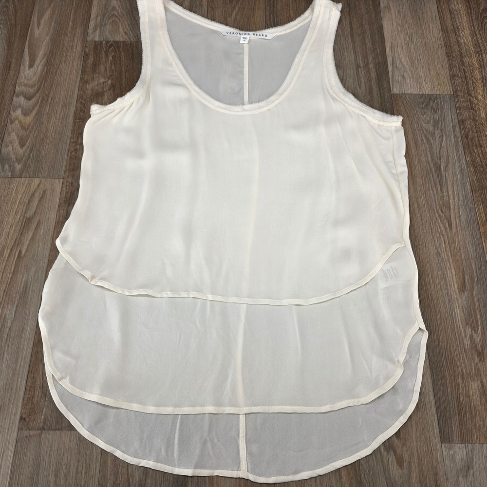 Veronica Beard Women's Size 12‎ Silk Tank Top Layered Sleeveless Blouse Ivory